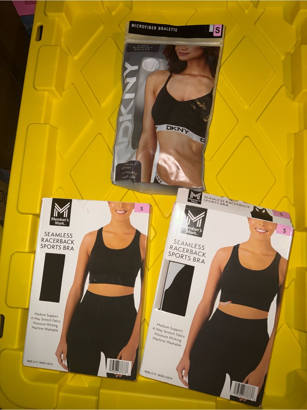 Dkny Black Microfiber Bralette + Black Seamless Racerback Sports Bras - 3 Packs